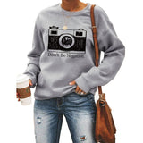 Don't Be Negative Printed Round Neck Long Sleeve Print Loose Sweater