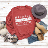 HISWILL Letters Round Neck Women Long-sleeved Loose Printed Sweatshirt