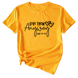 T-shirt décontracté à manches courtes et col rond pour femme, avec lettres imprimées Love Them
