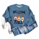 WELCOME FALL Pumpkin Halloween Alphabet Print Autumn and Winter Long Sleeved Large Size Sweater