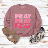Round Neck Tops Long Sleeve PRAY Onit PRAY Oues It Printed Sweatshirt