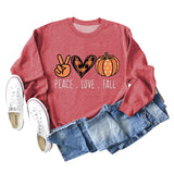 PEACE. LOVE.FALL Letters Love Pumpkin Round Neck Long-sleeved Sweater Women