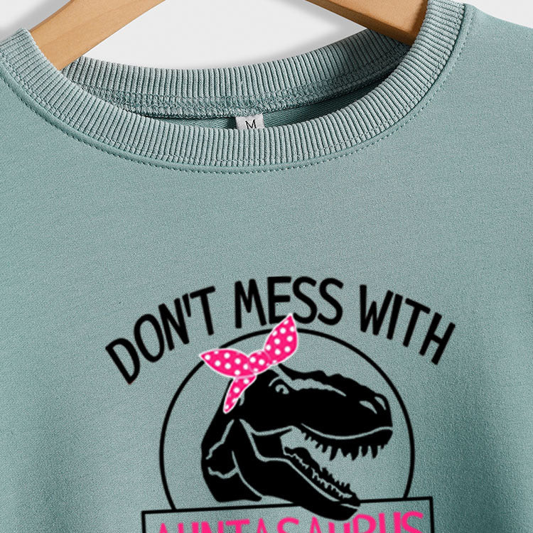 Don't Mess with Auntasaurus You'll Get Jurasskicked Letter Printed Long-sleeved Sweatshirt Women