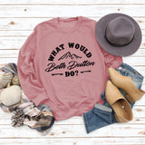 What Would Beth Duttonwish Autumn and Winter Long-sleeved Letter Casual Sweater