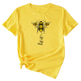 Mode Damenbekleidung Let It Bee Muster Sommer Rundhals Kurzarm Damen