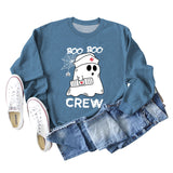 BOO BOO CREW Letter Printing Round Neck Autumn and Winter Long Sleeve Plus Size Sweater Women