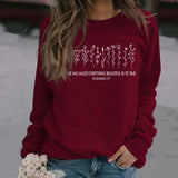 He Has Made Letter Plant Flower Loose Autumn and Winter Long Sleeve Casual Sweater Women