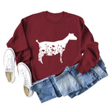 Plant Flower Sheep Print New Autumn and Winter Women's Long Sleeve Loose Large Sweater