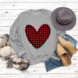 Valentine's Day Women's Fall and Winter Plaid Love Print Sweater