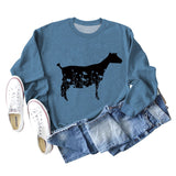 Plant Flower Sheep Print New Autumn and Winter Women's Long Sleeve Loose Large Sweater