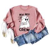BOO BOO CREW Letter Printing Round Neck Autumn and Winter Long Sleeve Plus Size Sweater Women