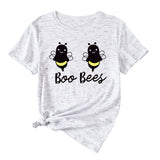 Womens Boo Bees Cute Pattern Printed Round Neck Short Sleeve T-shirt