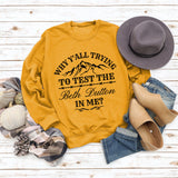 WHY Y'ALL Letters Round Neck Tops Women's Sweatshirt Loose Long Sleeve