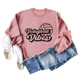Volleyball Vibes Volleyball Alphabet Print Fashion Backing Long Sleeve Oversize Sweatshirt
