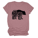 Damen-Oberteile Mama Bear Damen-T-Shirt mit lässigem Buchstaben-Print, kurzärmelig