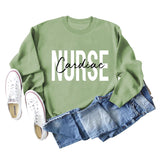 Cardiac Nurse Lettering Loose Crewneck Underneath Long-sleeved Sweatshirt