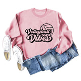Volleyball Vibes Volleyball Alphabet Print Fashion Backing Long Sleeve Oversize Sweatshirt