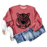 GAME DAY Tiger Letter Loose Bottom Long Sleeves Plus Size Sweatshirt Woman
