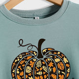 Autumn Leaves Letters Round Neck Pumpkin Halloween Long-sleeved Sweater Women