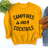 Autumn and winter new women's campfires and cocktails letter printed sweater