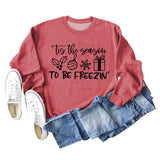 Tis The Season TO BE Letters Printed Long-sleeved Sweater Women