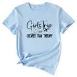 T-shirt décontracté à manches courtes et col rond pour filles, lettre Trip, 2023