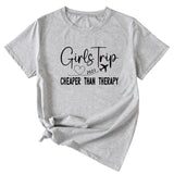 T-shirt décontracté à manches courtes et col rond pour filles, lettre Trip, 2023