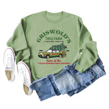 GRISWOLD'S TREE FARM Letter Christmas Loose Sweater Long Sleeve Woman