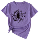 Lettering She Believed She Could Round Neck Short Sleeve T-Shirt for Women