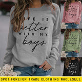 Round Neck Letter Top Women's Sweater LIKE IS Better Sweater Printing
