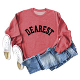 DEAREST Letters Long Sleeve Round Neck Sweater for Women