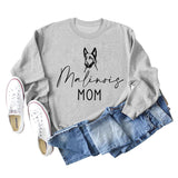 Malinois Mom Letters Puppy Print Fashion Loose Long Sleeve Oversize Sweater