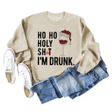 Ho Ho Holy Shit Fashion Women's Red Wine Glass Letter Long Sleeve Sweater Girl