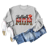 Football Mom Love Leopard Rugby Letter Rundhalsausschnitt Großes Langarm-Sweatshirt Damen
