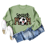 Soccer Mom Football Love Letter Leopard Crew Neck Fall/Winter Long Sleeve Sweater Women