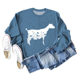Plant Flower Sheep Print New Autumn and Winter Women's Long Sleeve Loose Large Sweater