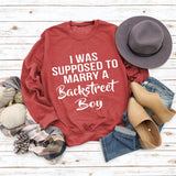 Crew Neck Letters Women's Long Sleeve I Was Supposed Loose Print Sweater
