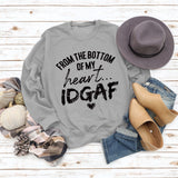 From The Bottom Letters Round Neck Women's Tops Long-sleeved Printed Loose Sweatshirt