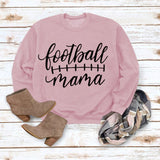 Round Neck Tops Long Sleeves Football Mama Print Loose Sweatshirt