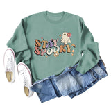 STAY SPOOKY Ghost Letter Loose Print Underlay Long Sleeve Sweater Girl
