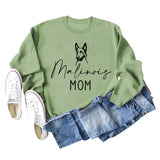 Malinois Mom Letters Puppy Print Fashion Loose Long Sleeve Oversize Sweater