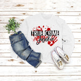 Pullover Letter Print Sweatshirt True Crime Junkie Loose Round Neck for Women