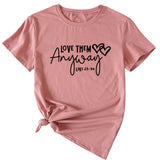 T-shirt décontracté à manches courtes et col rond pour femme, avec lettres imprimées Love Them