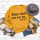 Printed Round Neck Letter Stitching Tops Long Sleeve Thou Shall Not Women's Printed Sweatshirt