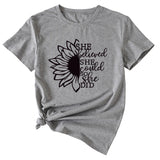 Lettering She Believed She Could Round Neck Short Sleeve T-Shirt for Women
