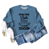 GRAB YOUR BALLS ITS Letters Loose Plus Size Long-sleeved Sweater Women