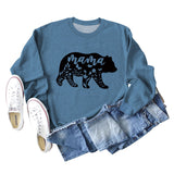 Mama Bear Letter Printing Round Neck Loose Bottoming Long-sleeved Shirt Ladies Plus Size Sweater