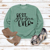 Best Grandma Ever Letters Simple Fashion Round Neck Loose Long-sleeved Sweater for Women