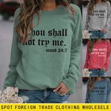 Printed Round Neck Letter Stitching Tops Long Sleeve Thou Shall Not Women's Printed Sweatshirt