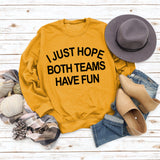 Round Neck Fashion Letters Women Tops Long Sleeve I JUST HOPE Print Loose Sweatshirt
